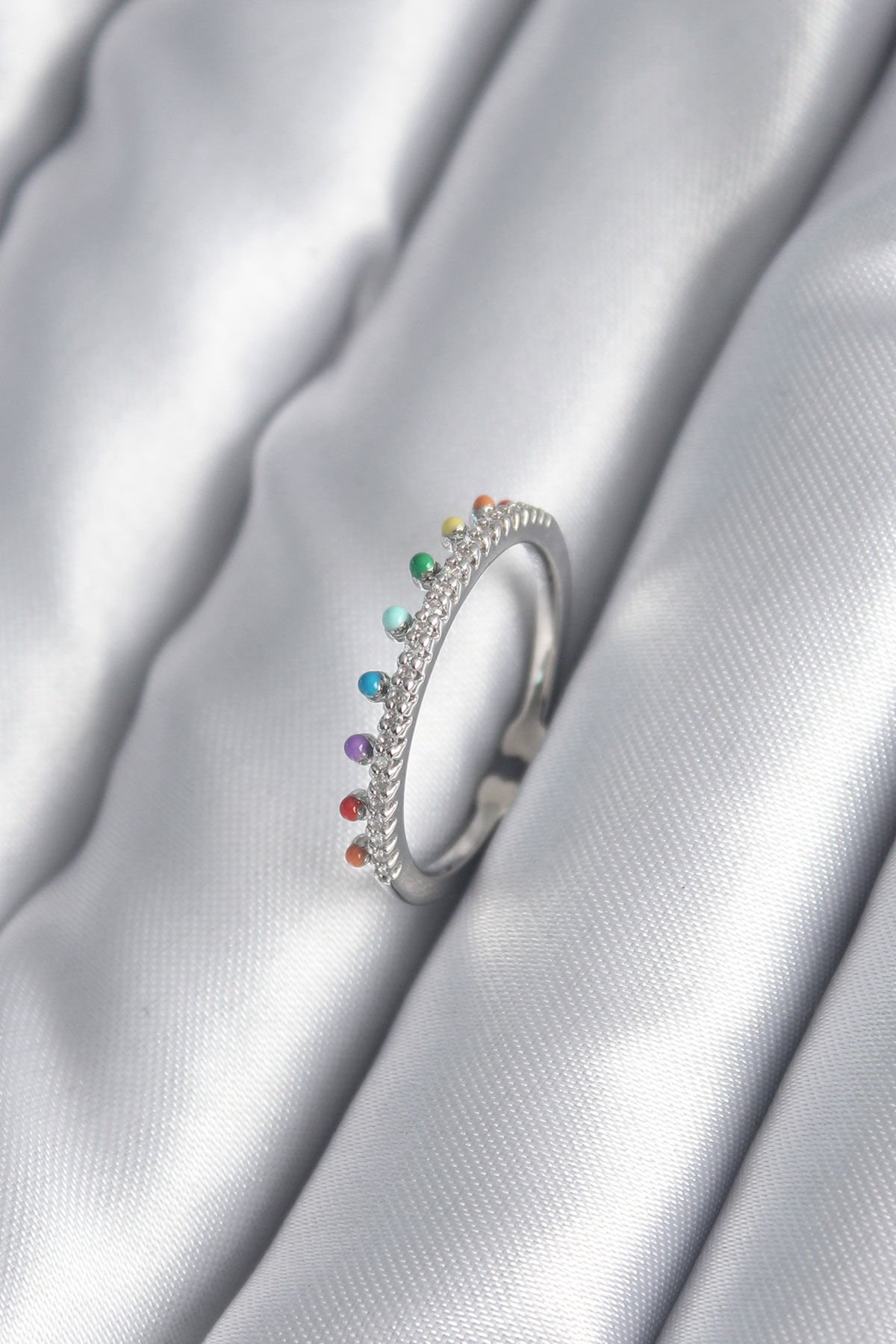 Pirinç Gümüş Renk Zirkon Taş Detay Kadın Yüzük