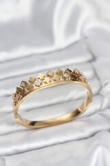 316L Çelik Gold Renk Minimal Yoncalı Kadın Kelepçe Bileklik