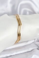 316L Çelik Gold Renk 65 mm Ajda Zikzak Model 3lü Kadın Bileklik