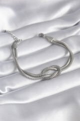 316L Çelik Çelik Gold Renk İtalyan Zincir Düğüm Model Kadın Bileklik