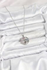 316L Çelik Zincir Gümüş Renk Zirkon Taşlı Kelebekli Kadın Kolye