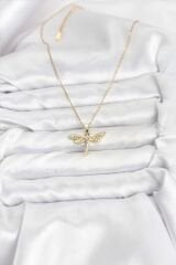 316L Çelik Zincir Gold Renk Yusufçuk Model Kadın Kolye