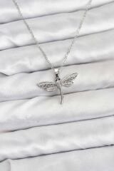 316L Çelik Zincir Gümüş Renk Yusufçuk Model Kadın Kolye