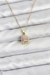 316L Çelik Zincir Gold Renk Baget Model Kadın Kolye