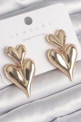 Pirinç Gold Renk Sallantı Kalp Model Kadın Küpe