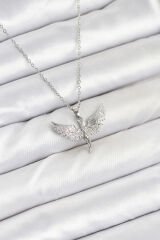 316L Çelik Zincir Gümüş Renk Melek Model Kadın Kolye