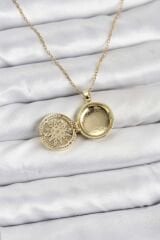 316L Çelik Zincir Gold Renk Kutup Yıldızı Kapaklı Model Kadın Kolye