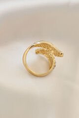 Ayarlamalı Gold Renk Metal Zirkon Taşlı Kanat Yüzük