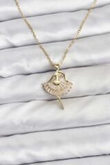 316L Çelik Zincir Gold Renk Balerin Model Kadın Kolye