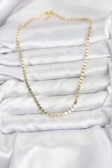 316L Çelik Zincir Gold Renk Ezme Zincir Model  45 cm Kadın Kolye