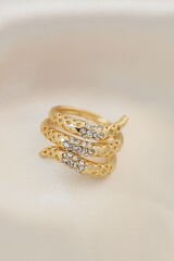 Ayarlamalı Altın Renk Metal Zirkon Taşlı Yüzük