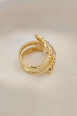 Ayarlamalı Altın Renk Metal Zirkon Taşlı Yüzük