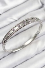 Pirinç Zirkon Taşlı Kutup Yıldızı Model Gümüş Renk Kadın Kelepçe