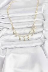 316L Çelik Zincir Gold Renk Zirkon Taşlı Kadın Kolye