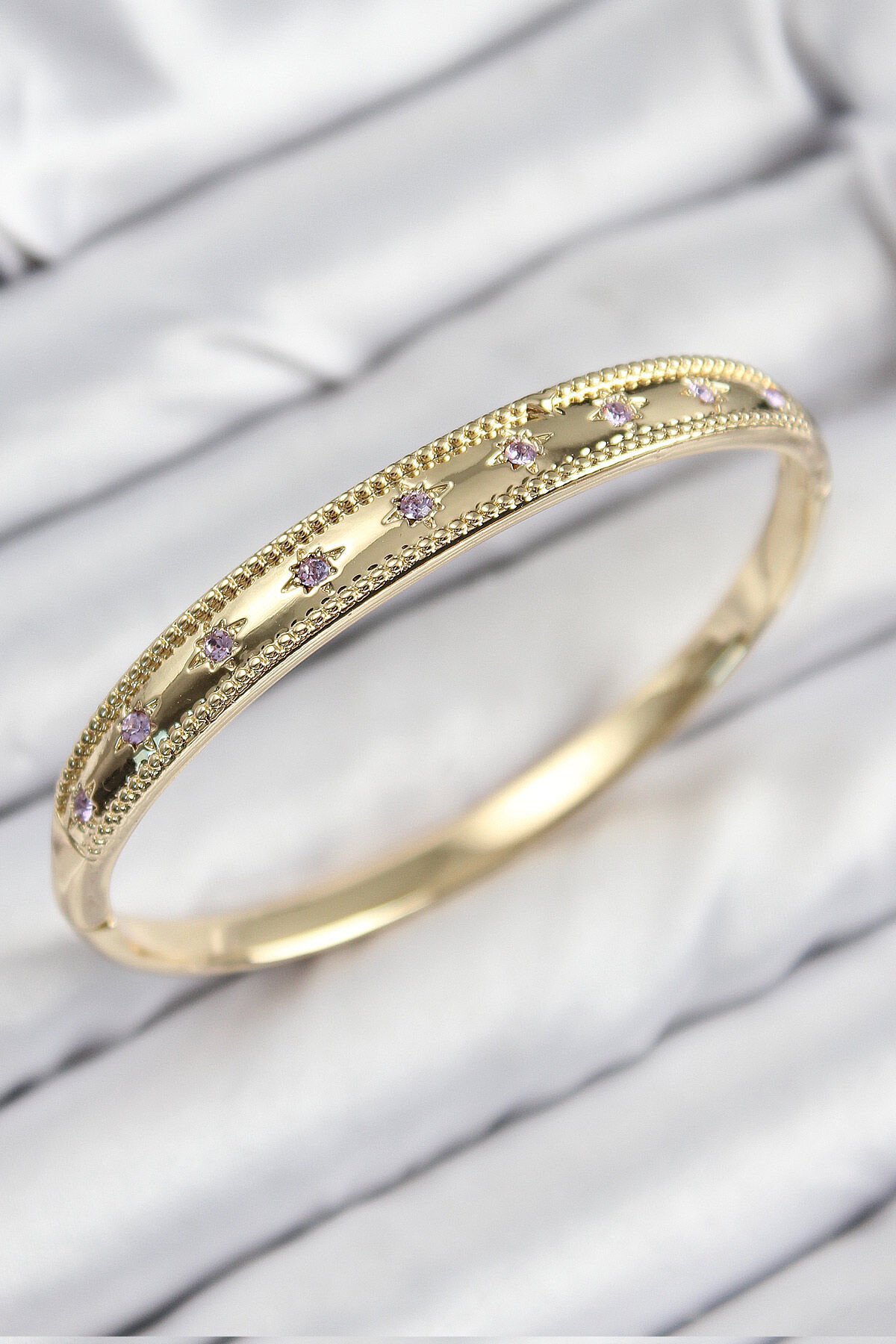 Pirinç Zirkon Taşlı Kutup Yıldızı Model Gold Renk Kadın Kelepçe