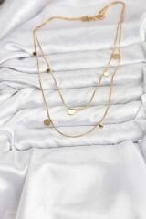 316L Çelik Zincir Gold Renk Pullu Kadın Kolye