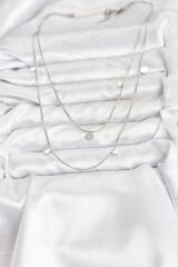 316L Çelik Zincir Gümüş Renk Pullu Kadın Kolye