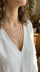 316L Çelik Zincir Gold Renk Ezme Zincir Model 3'lü Kadın Kolye