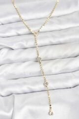 316L Çelik Gold Renk Ezme Zincir Model Y Kadın Kolye