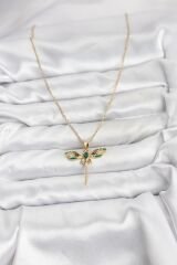 316L Çelik Zincir Gold Renk Yusufçuk Model Zirkon Taşlı Kadın Kolye