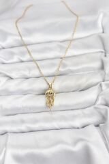 316L Çelik Zincir Gold Renk Deniz Anası Model Zirkon Taşlı Kadın Kolye