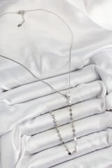 Pirinç Zirkon Taşlı Yıldız Figürlü Y Model Gümüş Renk Kadın Kolye