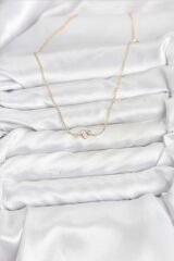 Pirinç Gold Renk Düğüm Kalp Model Kadın Kolye