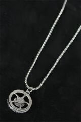 Medusa Tasarım Silver Renk Zincirli Erkek Kolye