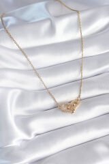 316L Çelik Gold Renk Zirkon Taşlı Model Kadın Kolye