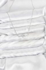 Pirinç Gümüş Renk Düğüm Kalp Model Kadın Kolye