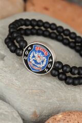 Siyah Renk Çift Sıra Oniks Doğal Taş PÖH Tasarımlı Erkek Bileklik