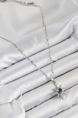 316L Çelik Zirkon Taşlı Kutup Yıldızı Model Gümüş Renk Kadın Kolye