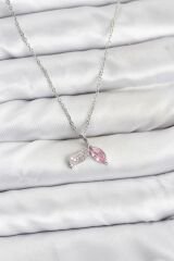 316L Çelik Zincir Gümüş Renk Balık Kuyruğu Model Zirkon Taşlı Kadın Kolye