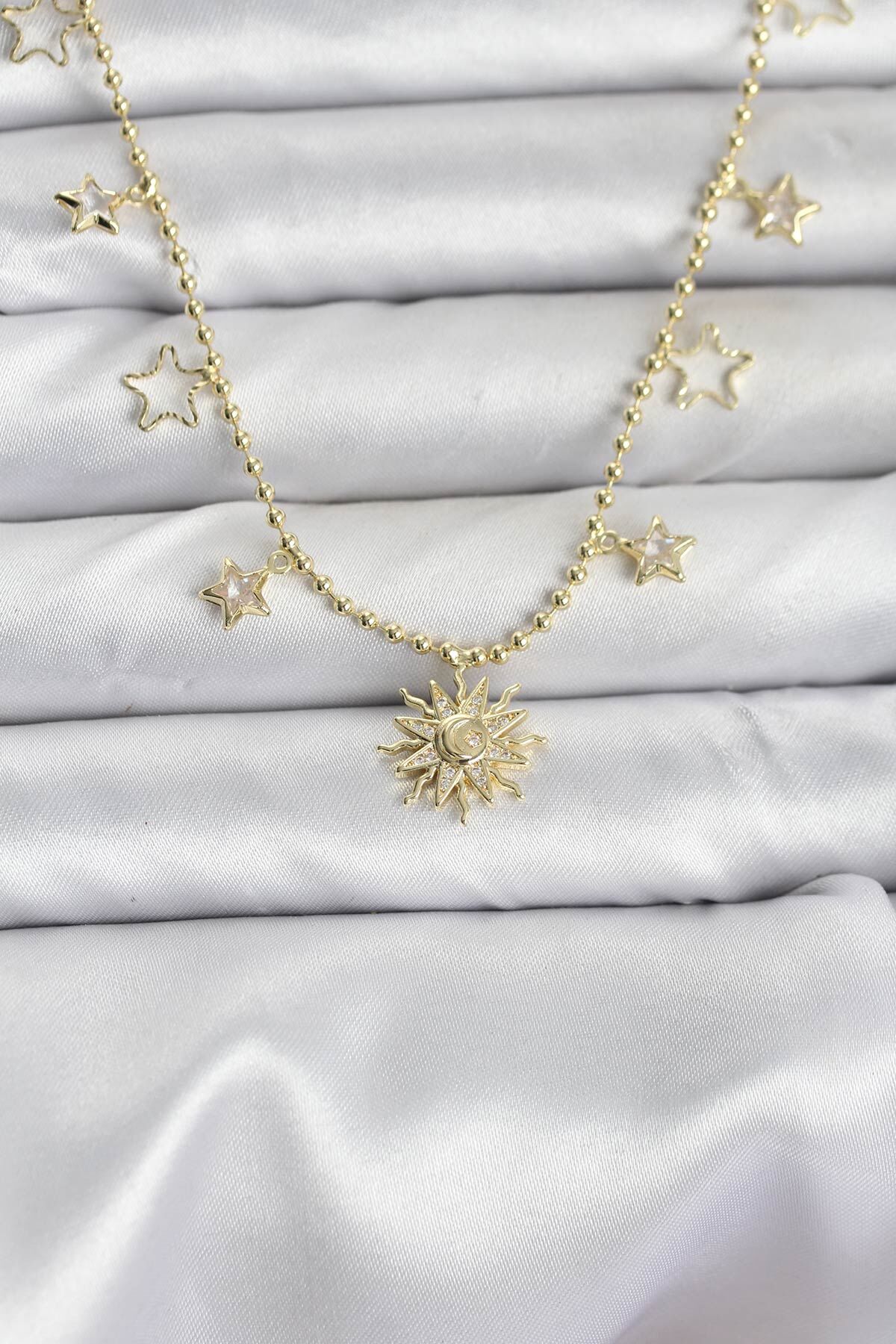 Pirinç Gold Renk Güneş Model Kadın Kolye