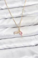 316L Çelik Zincir Gold Renk Balık Kuyruğu Model Zirkon Taşlı Kadın Kolye