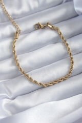 316L Çelik Gold Renk Burgu Zincir Model Kadın Bileklik