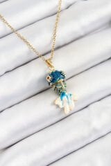 316L Çelik Zincir Mavi Balık Model Gold Renk Kadın Kolye