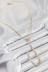 Pirinç Zirkon Taşlı Kutup Yıldızı Model Gümüş Renk Y Kolye