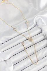 Pirinç Zirkon Taşlı Kutup Yıldızı Model Gold Renk Y Kolye