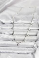 Pirinç Gümüş Renk Yıldız Model Kadın Kolye