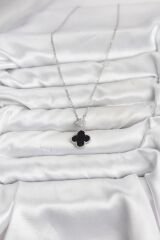 316L Çelik Zincir Gümüş Renk Yonca Model Zirkon Taşlı Kadın Kolye