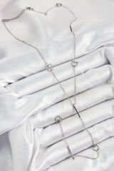 316L Çelik Kelebek Figürlü Y Model Gümüş Renk Kadın Kolye