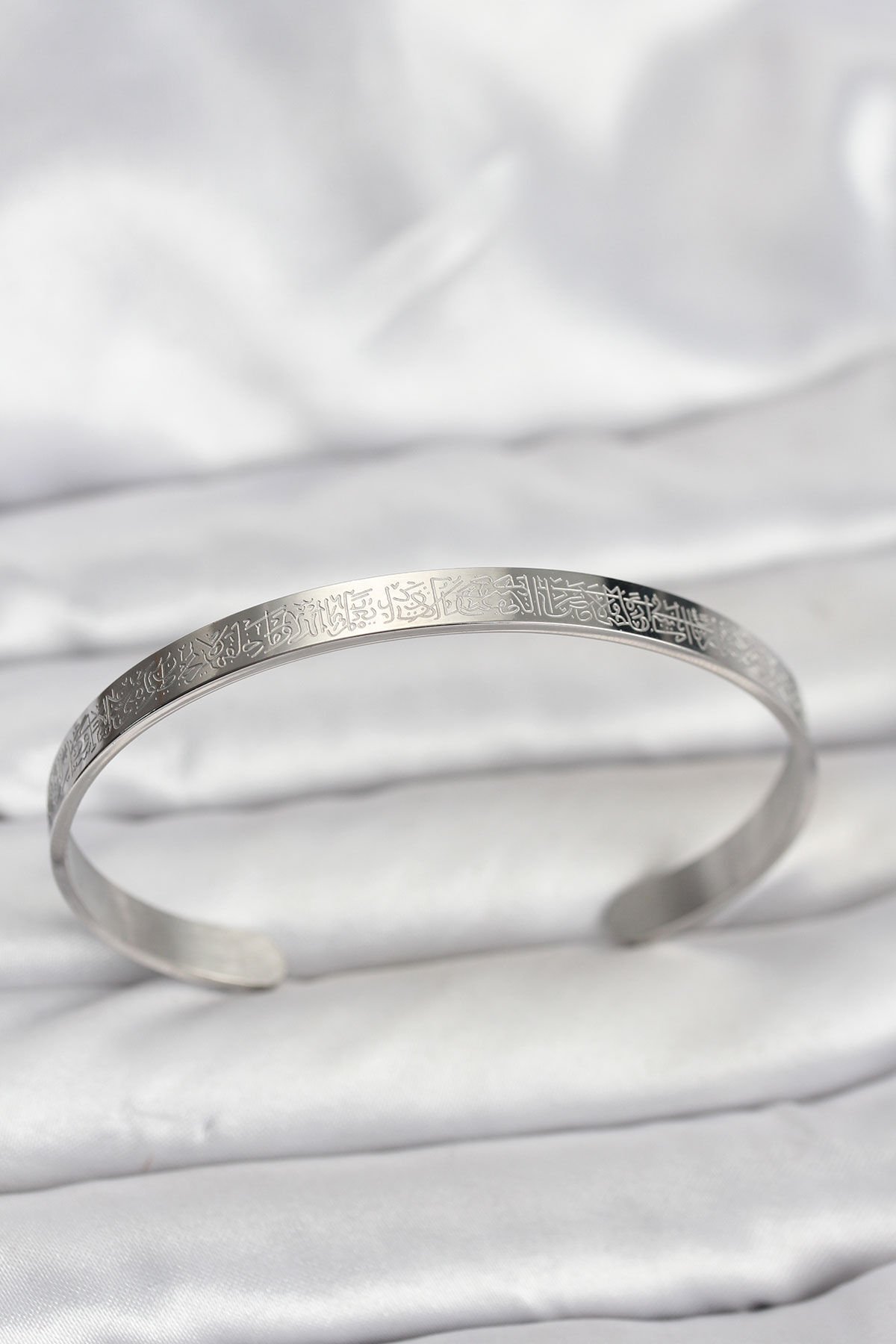 316L Çelik Gümüş Renk Ayetel Kürsi Yazılı Bileklik