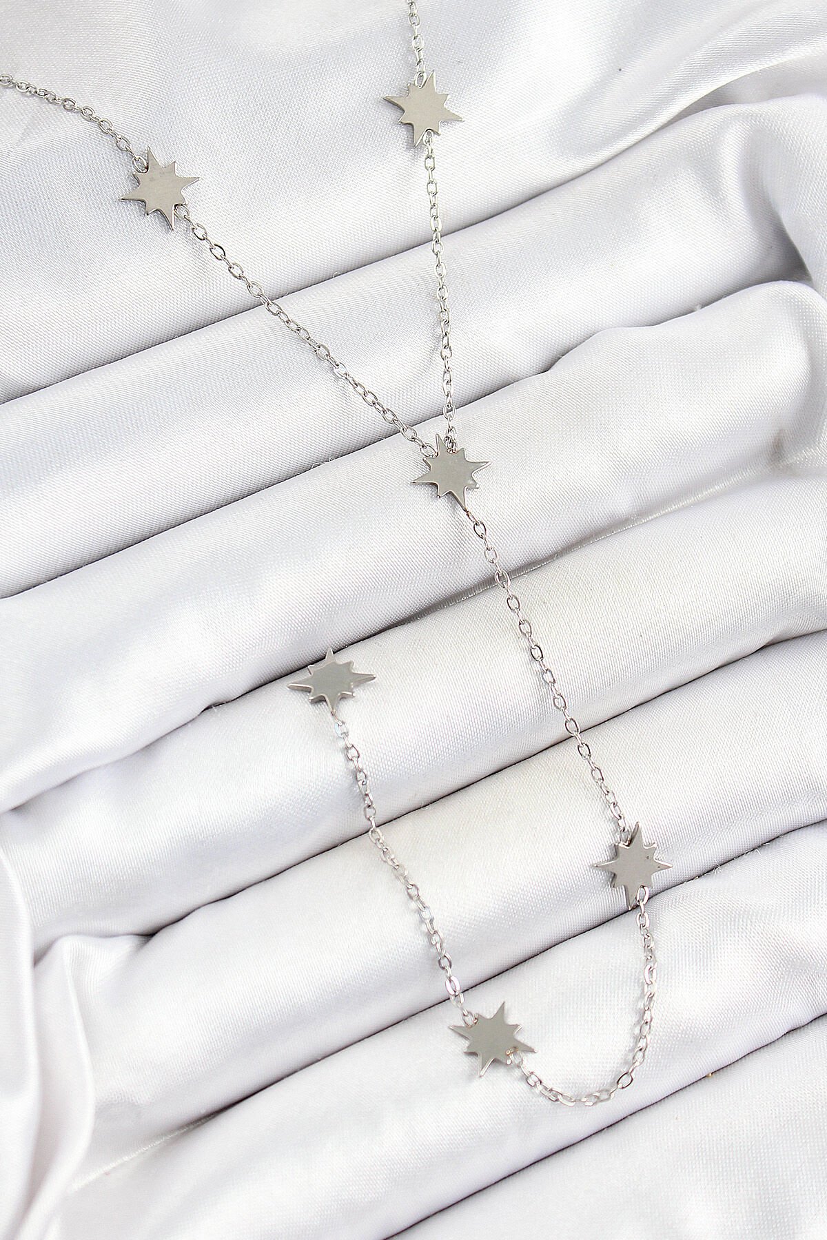 316L Çelik Kutup Yıldızı Figürlü Y Model Gümüş Renk Kadın Kolye