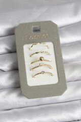 Pirinç Gold Renk 5'li Yüzük Seti