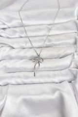 316L Çelik Zincir Gümüş Renk Fiyonk Model Kadın Kolye