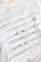 316L Çelik İncili Kalp Figürlü Y Model Gold Renk Kadın Kolye