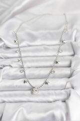 Pirinç Gümüş Renk Zirkon Taşlı Kutup Yıldızı Model Kadın Kolye