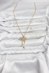 316L Çelik Zincir Gold Renk Fiyonk Model Kadın Kolye