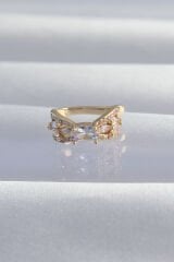 Pirinç Gold Renk Zirkon Taş Kaplama Earcuff Küpe